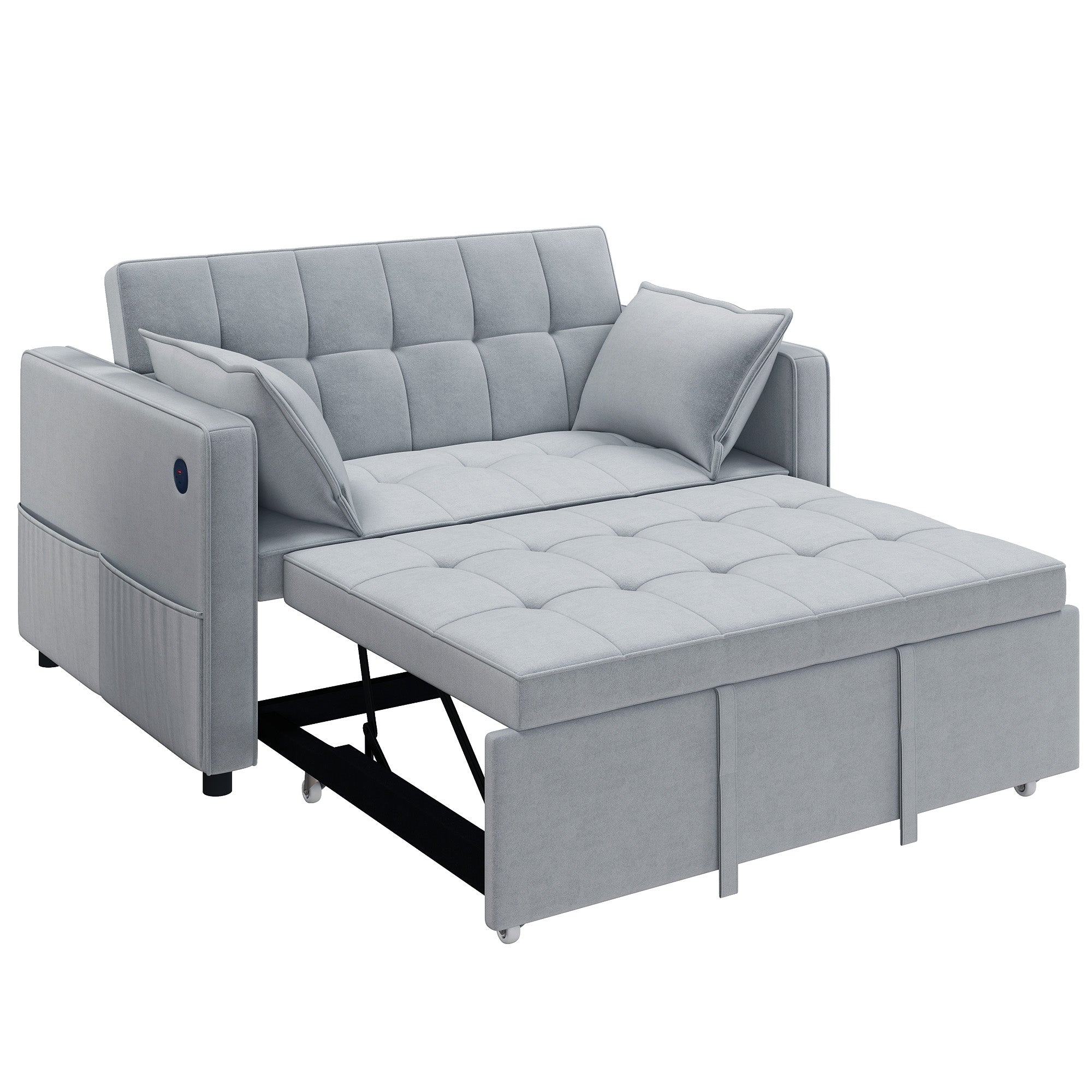 3-in-1 Convertible Sofa Bed - Dark Grey Pull Out-DECOROLALA