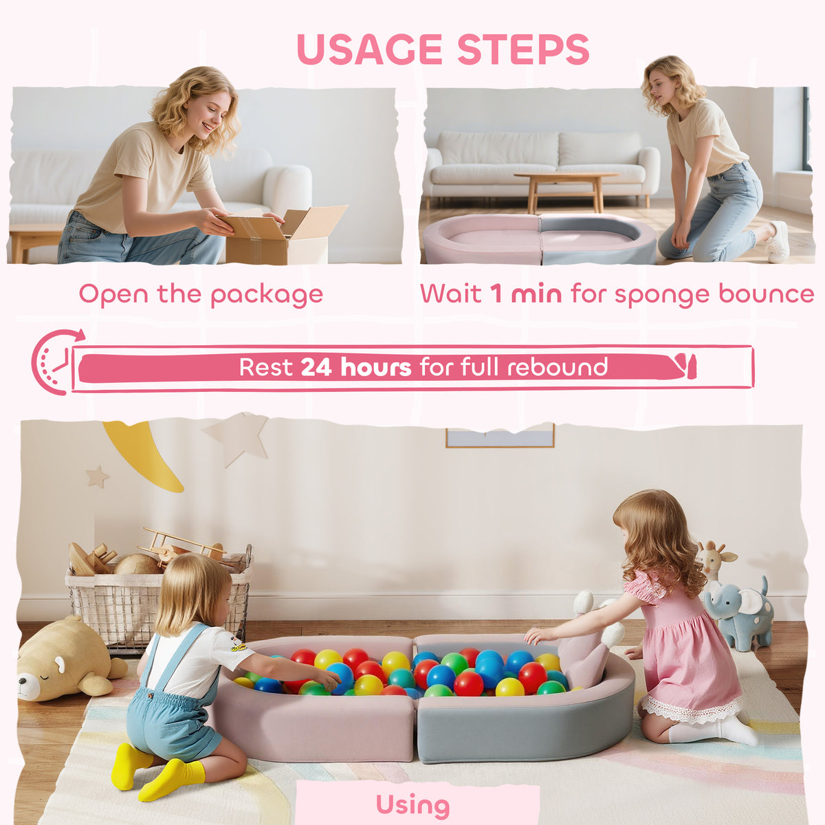 3-in-1 Convertible Climbing Toys for Toddlers with Crown Cushion, Fold Out Toddler Couch to Lounger & Play Area, Pink-Toys & Games > Baby & Toddler Toys > Kids Gym & Playmats-DECOROLALA