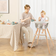 3-in-1 Convertible Wooden High Chair with Cushion-Beige-High Chairs-DECOROLALA