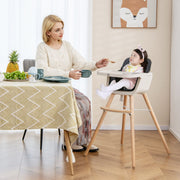 3-in-1 Convertible Wooden High Chair with Cushion-Black-High Chairs-DECOROLALA