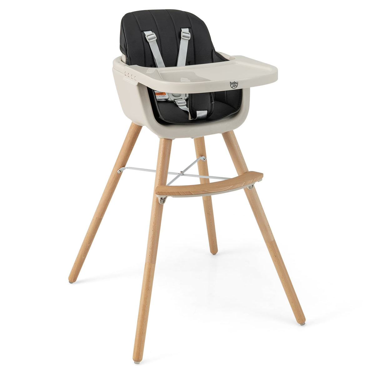 3-in-1 Convertible Wooden High Chair with Cushion-Black-High Chairs-DECOROLALA
