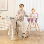 3-in-1 Convertible Wooden High Chair with Cushion-Pink-High Chairs-DECOROLALA