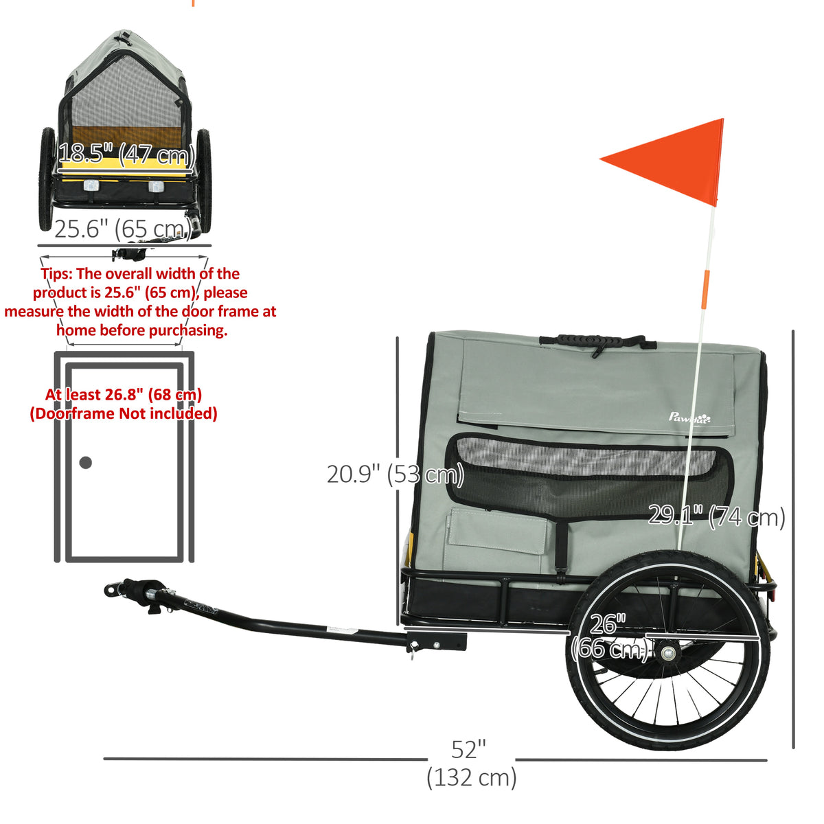 3-in-1 Dog Bike Trailer and Pet Cargo Bed - Grey-Dogs-DECOROLALA