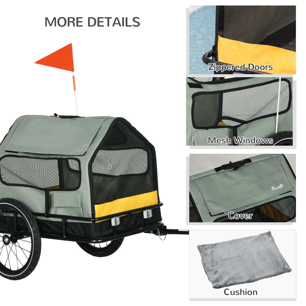 3-in-1 Dog Bike Trailer and Pet Cargo Bed - Grey-Dogs-DECOROLALA