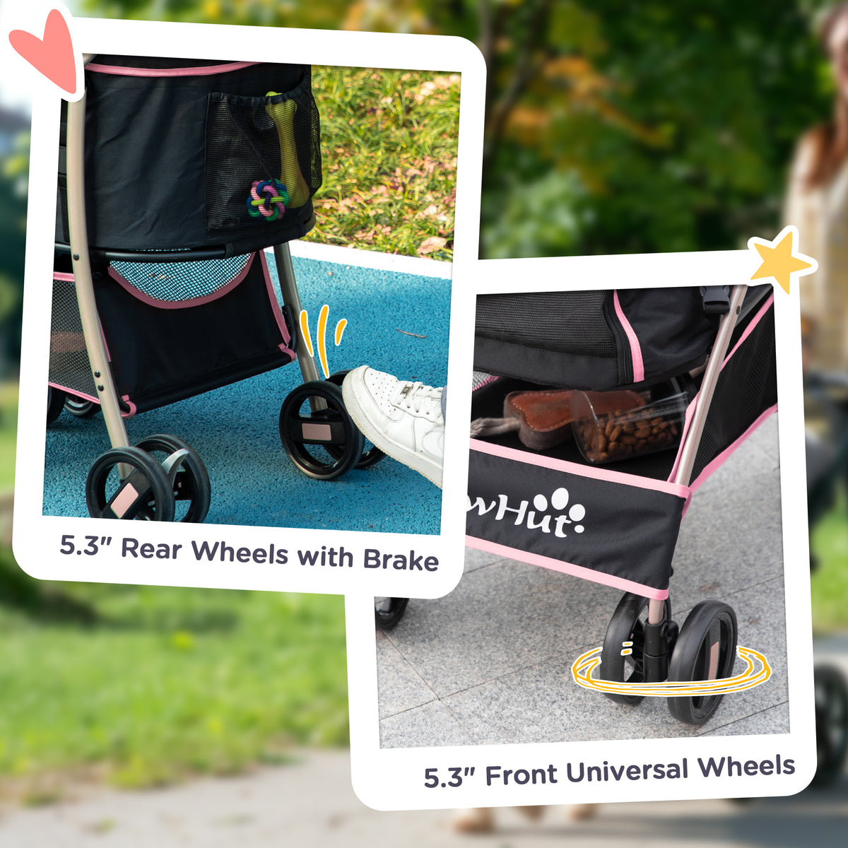 3-in-1 Folding Pet Stroller & Carrier - Pink 4-Wheel Buggy-Dogs-DECOROLALA