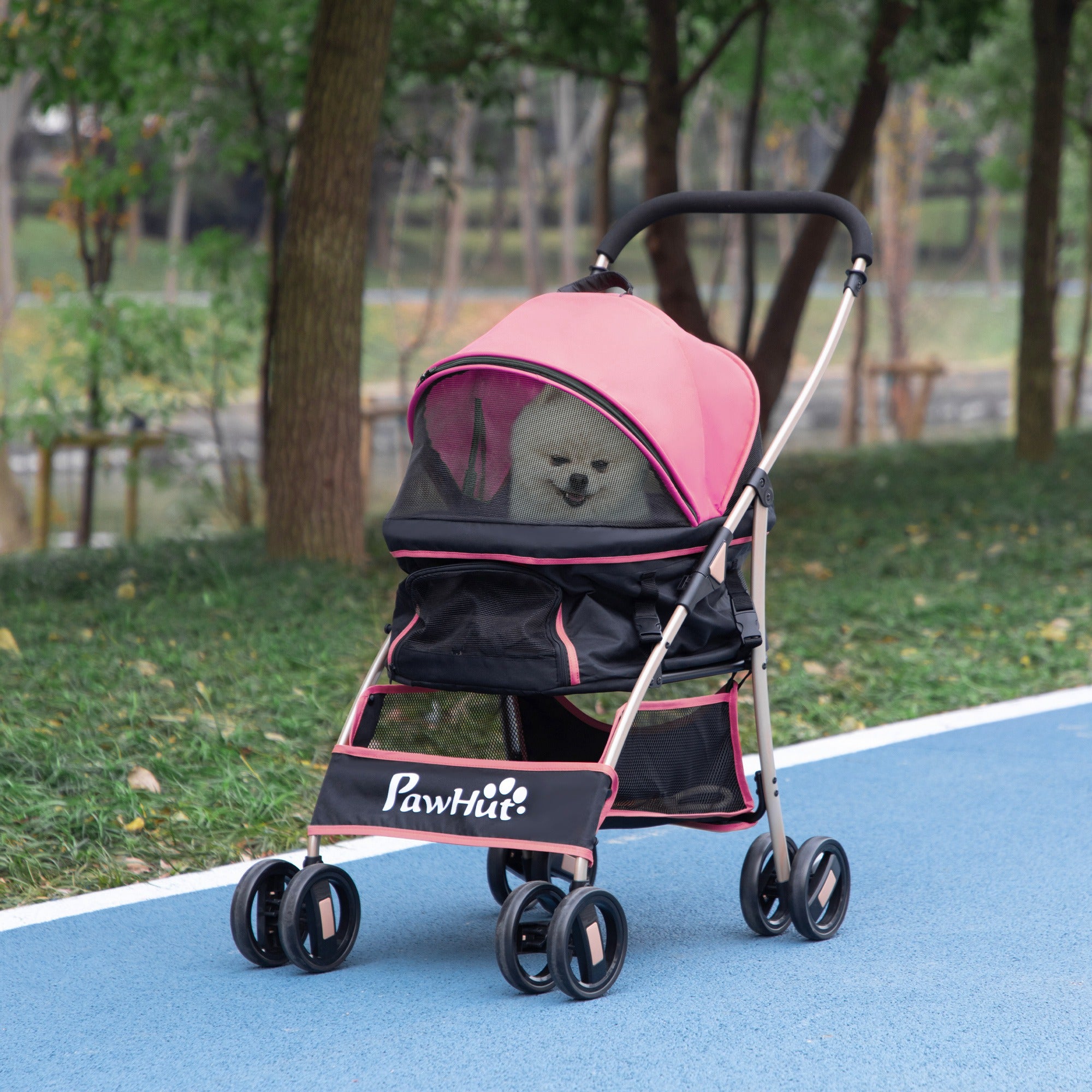 3-in-1 Folding Pet Stroller & Carrier - Pink 4-Wheel Buggy-Dogs-DECOROLALA