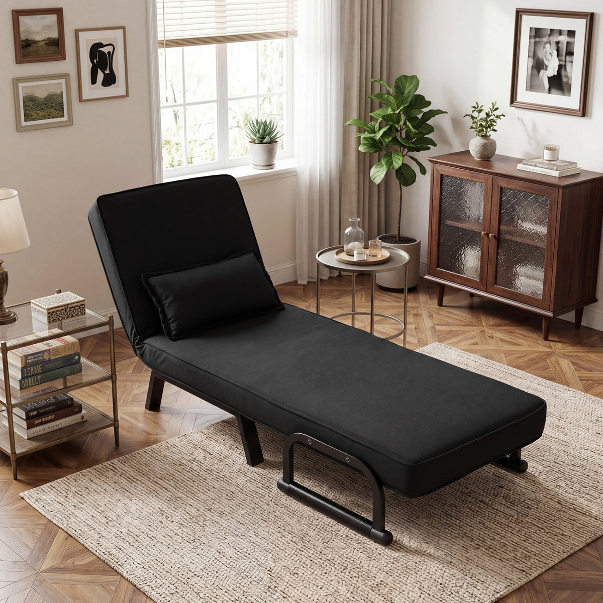 3-in-1 Folding Sofa Bed - Convertible Sleeper Chair - Black-Sofas & Loveseats-DECOROLALA