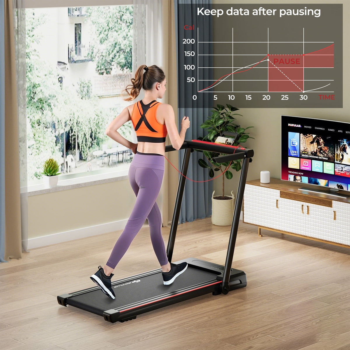 3-in-1 Folding Treadmill with Large Desk and LCD Display-Black-Treadmills-DECOROLALA