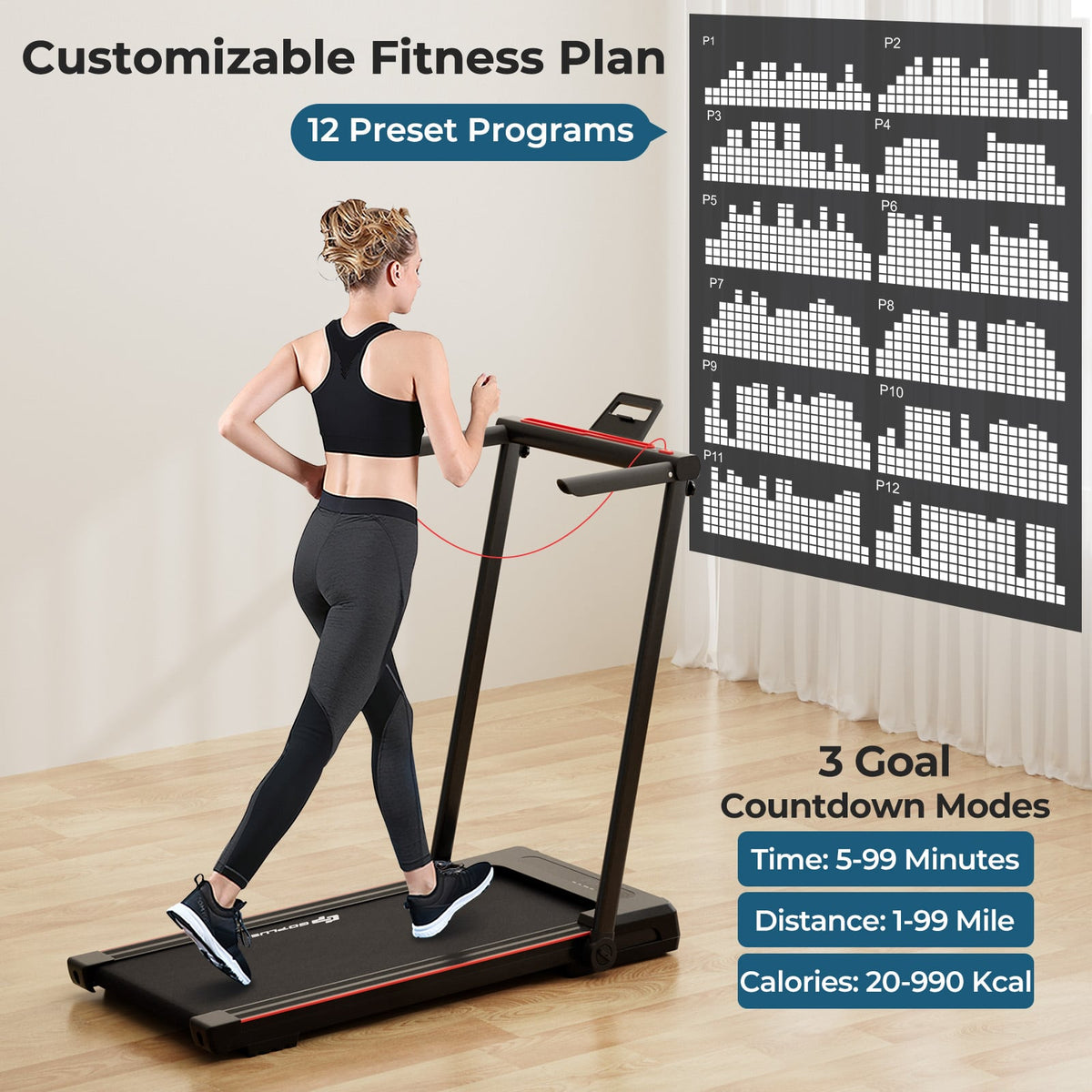 3-in-1 Folding Treadmill with Large Desk and LCD Display-Black-Treadmills-DECOROLALA