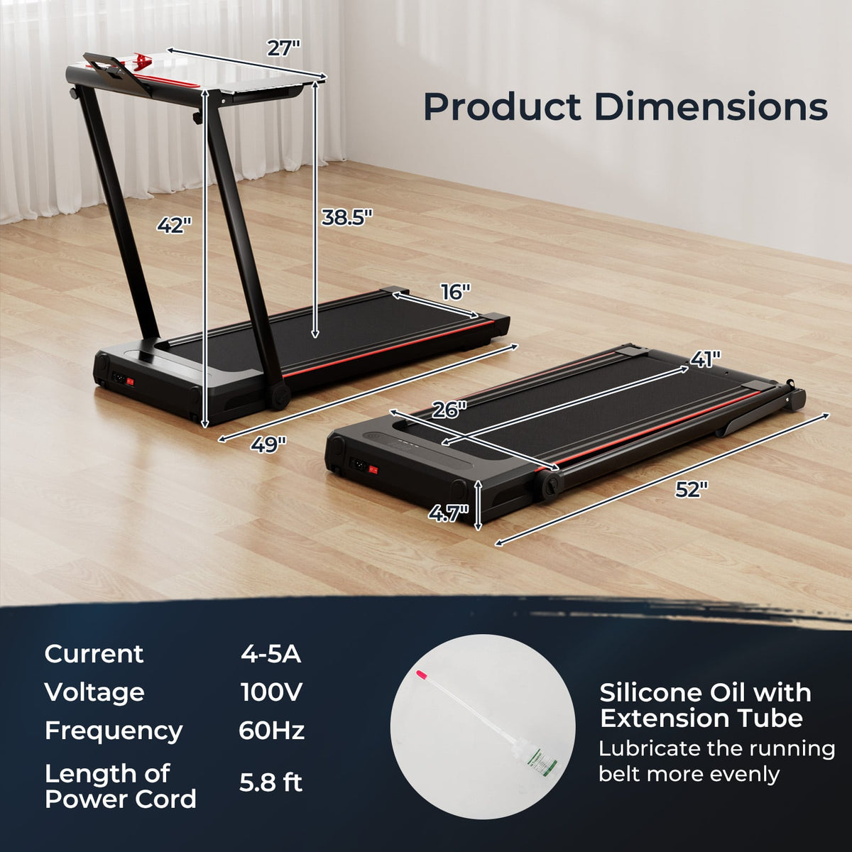 3-in-1 Folding Treadmill with Large Desk and LCD Display-Black-Treadmills-DECOROLALA