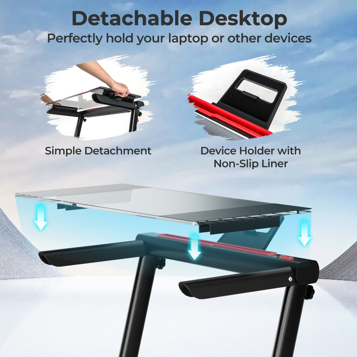 3-in-1 Folding Treadmill with Large Desk and LCD Display-Black-Treadmills-DECOROLALA