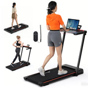 3-in-1 Folding Treadmill with Large Desk and LCD Display-Black-Treadmills-DECOROLALA