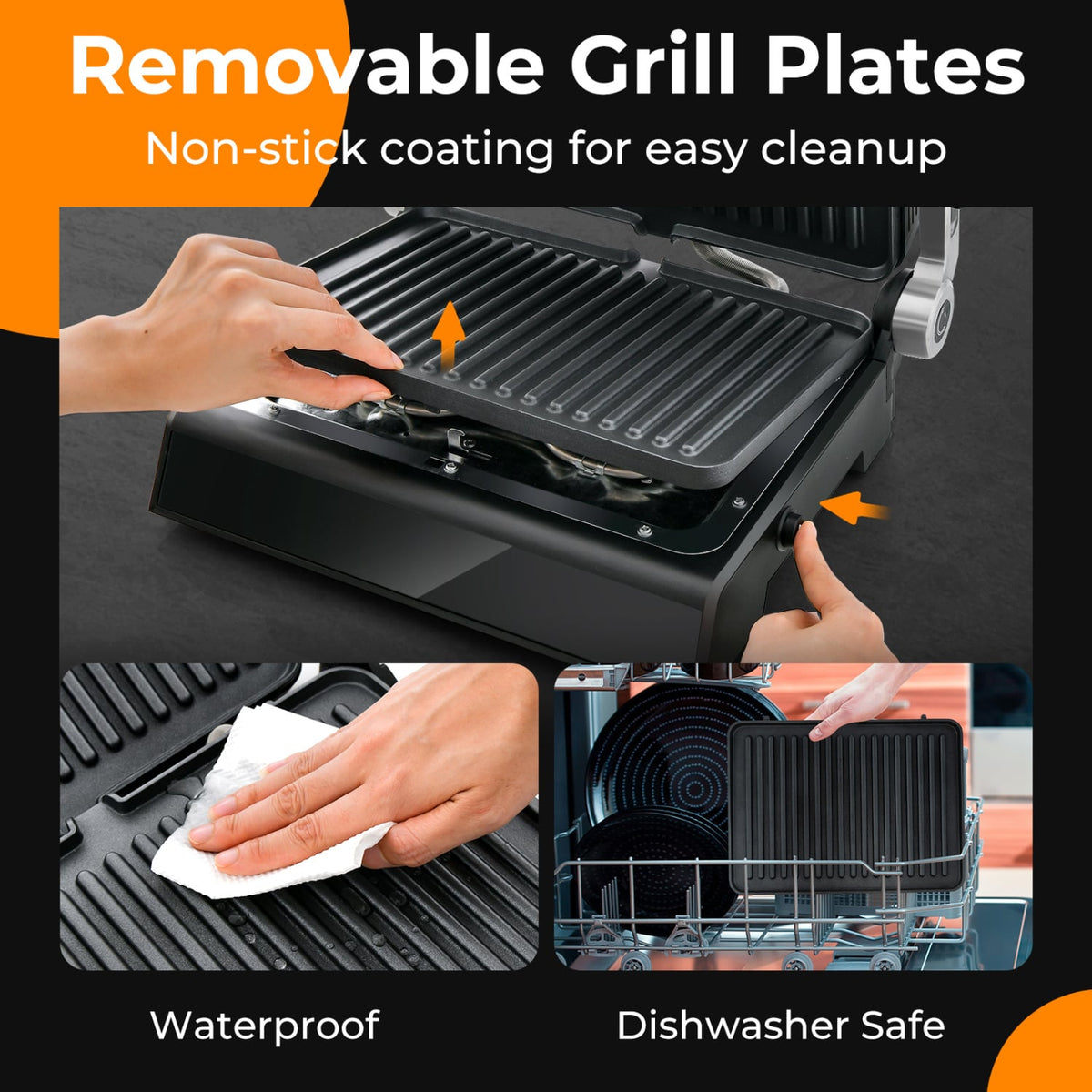 3 in 1 Indoor Electric Panini Press Grill with LED Display-Black-Kitchen Appliances-DECOROLALA