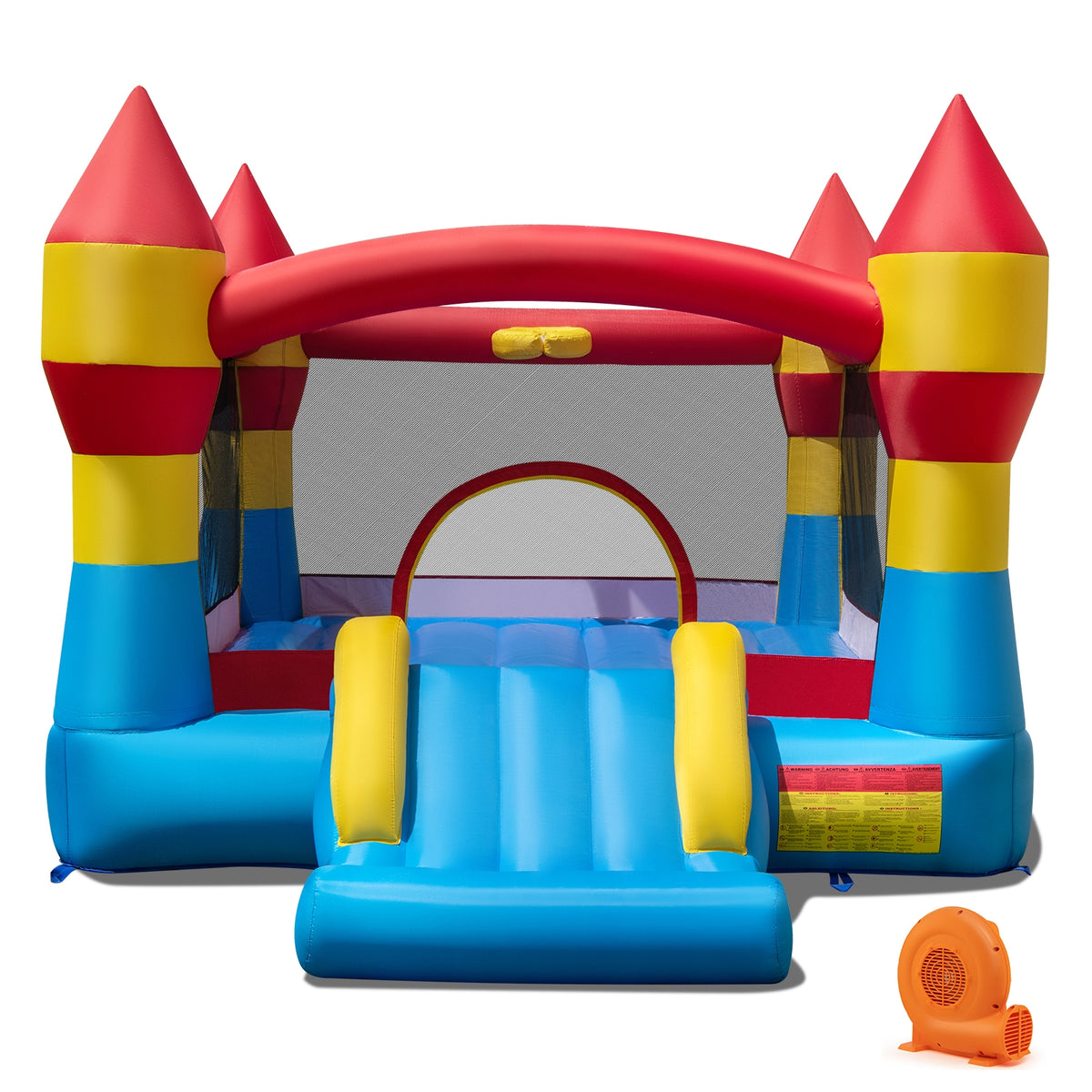 Château gonflable 3-en-1 pour enfants avec toboggan et soufflerie de 520 W pour le jardin