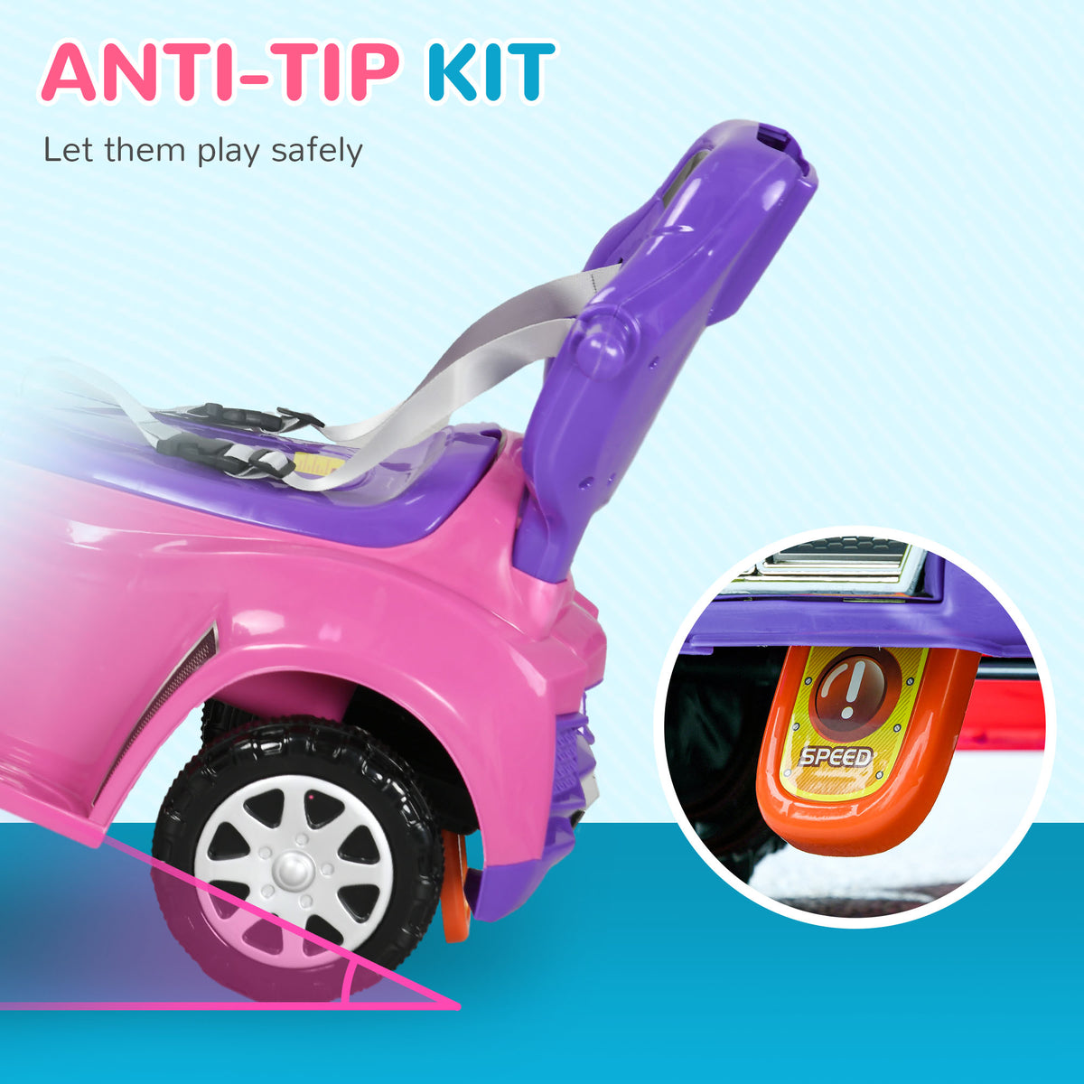 3 in 1 Kids Push Car Toddler Sliding Car, Foot to Floor Design with Music, Light, Handle, Removable Canopy-Toys & Games > Baby & Toddler Toys > Riding & Rocking Toys > Push Cars for Toddlers-DECOROLALA
