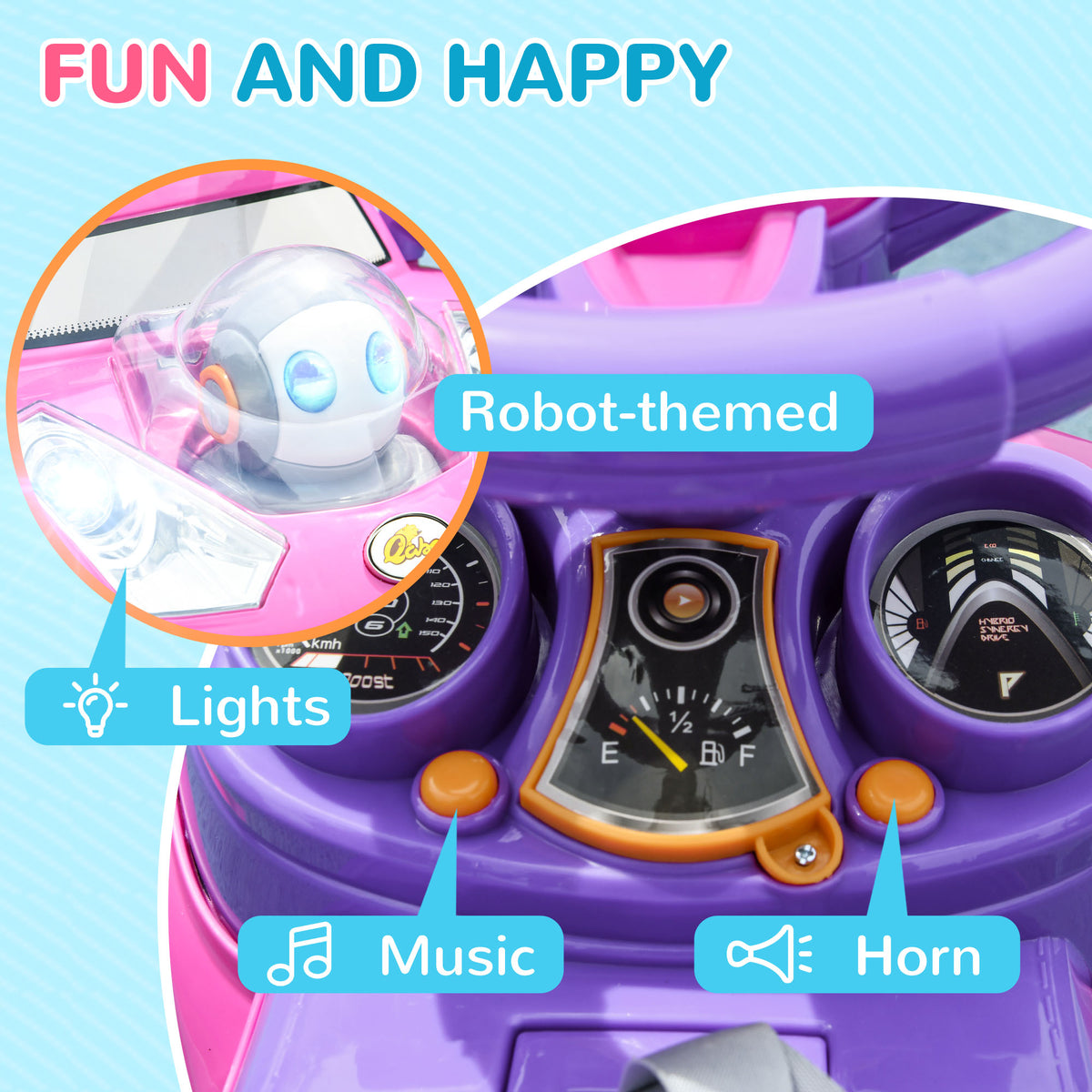 3 in 1 Kids Push Car Toddler Sliding Car, Foot to Floor Design with Music, Light, Handle, Removable Canopy-Toys & Games > Baby & Toddler Toys > Riding & Rocking Toys > Push Cars for Toddlers-DECOROLALA