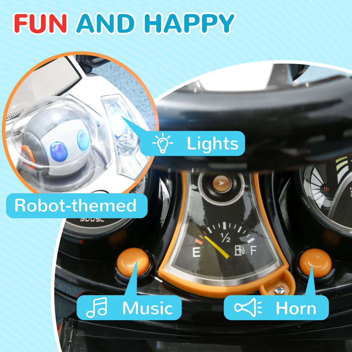 3 in 1 Kids Push Car Toddler Sliding Car, Foot to Floor Design with Music, Light, Handle, Removable Canopy-Toys & Games > Baby & Toddler Toys > Riding & Rocking Toys > Push Cars for Toddlers-DECOROLALA