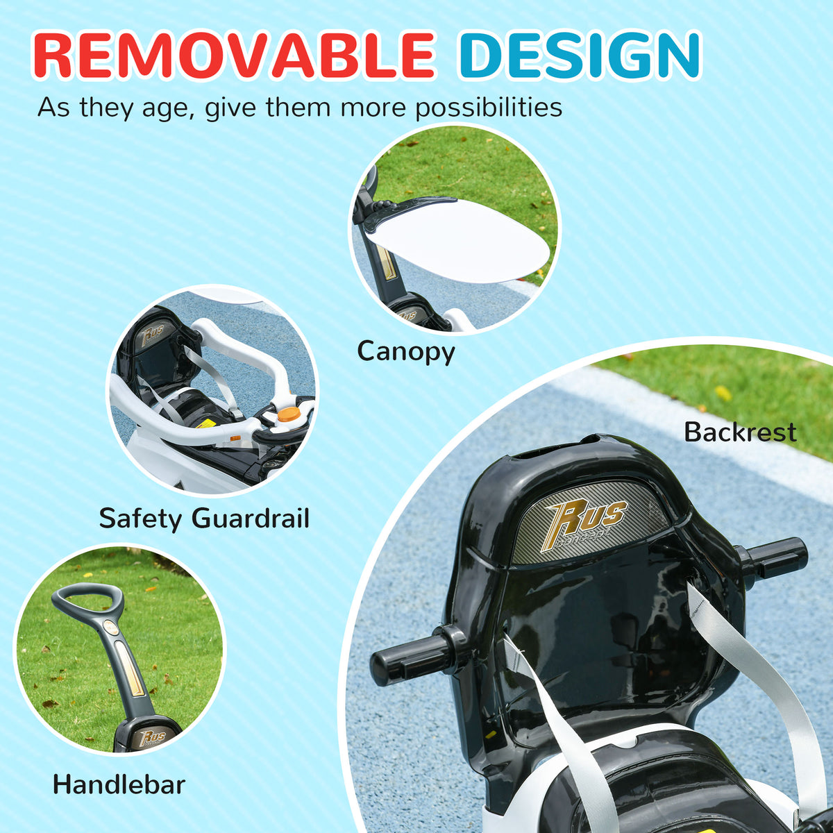 3 in 1 Kids Push Car Toddler Sliding Car, Foot to Floor Design with Music, Light, Handle, Removable Canopy-Toys & Games > Baby & Toddler Toys > Riding & Rocking Toys > Push Cars for Toddlers-DECOROLALA