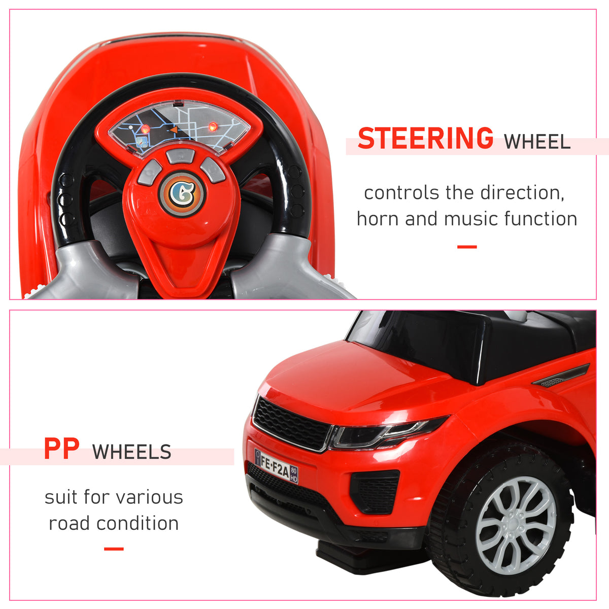 3 in 1 Kid Ride on Push Car, Toddlers Sliding Walking Car, with Horn, Under Seat Storage, for 18-36 Months-Toys & Games > Baby & Toddler Toys > Riding & Rocking Toys > Push Cars for Toddlers-DECOROLALA