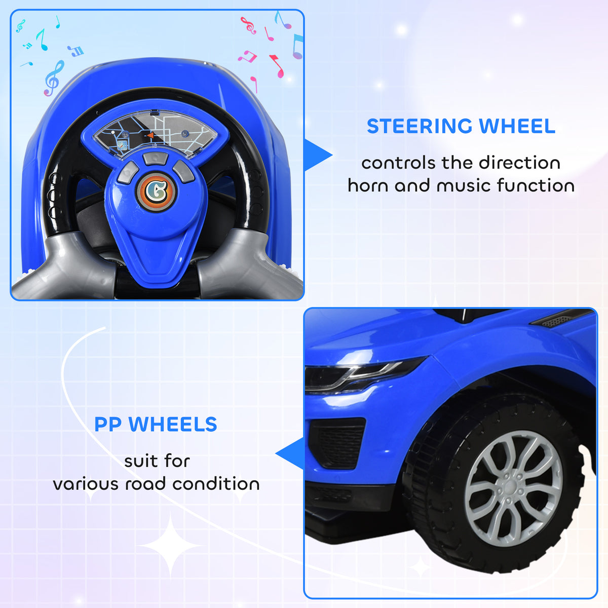 3 in 1 Kid Ride on Push Car, Toddlers Sliding Walking Car, with Horn, Under Seat Storage, for 18-36 Months-Toys & Games > Baby & Toddler Toys > Riding & Rocking Toys > Push Cars for Toddlers-DECOROLALA