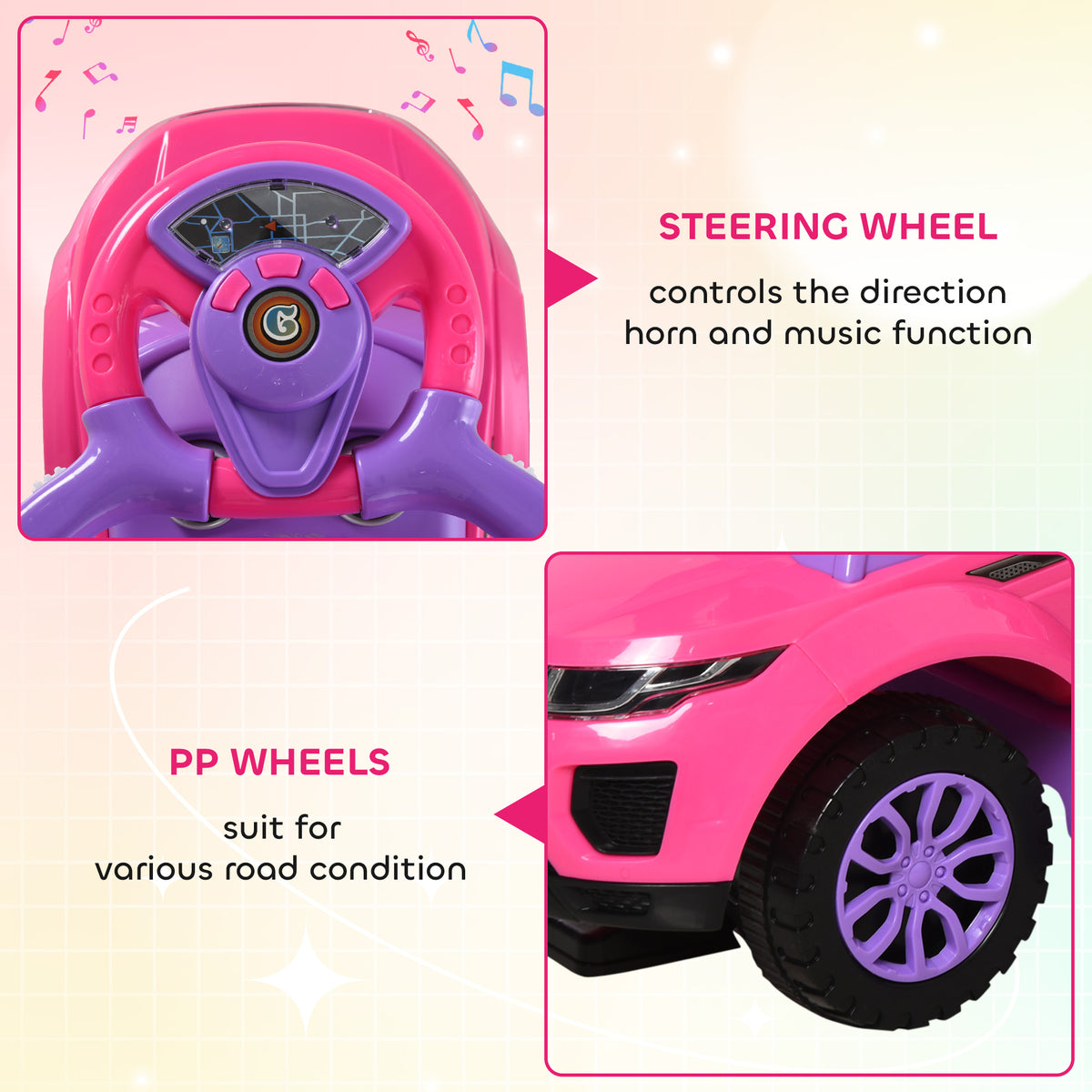 3 in 1 Kid Ride on Push Car, Toddlers Sliding Walking Car, with Horn, Under Seat Storage, for 18-36 Months-Toys & Games > Baby & Toddler Toys > Riding & Rocking Toys > Push Cars for Toddlers-DECOROLALA