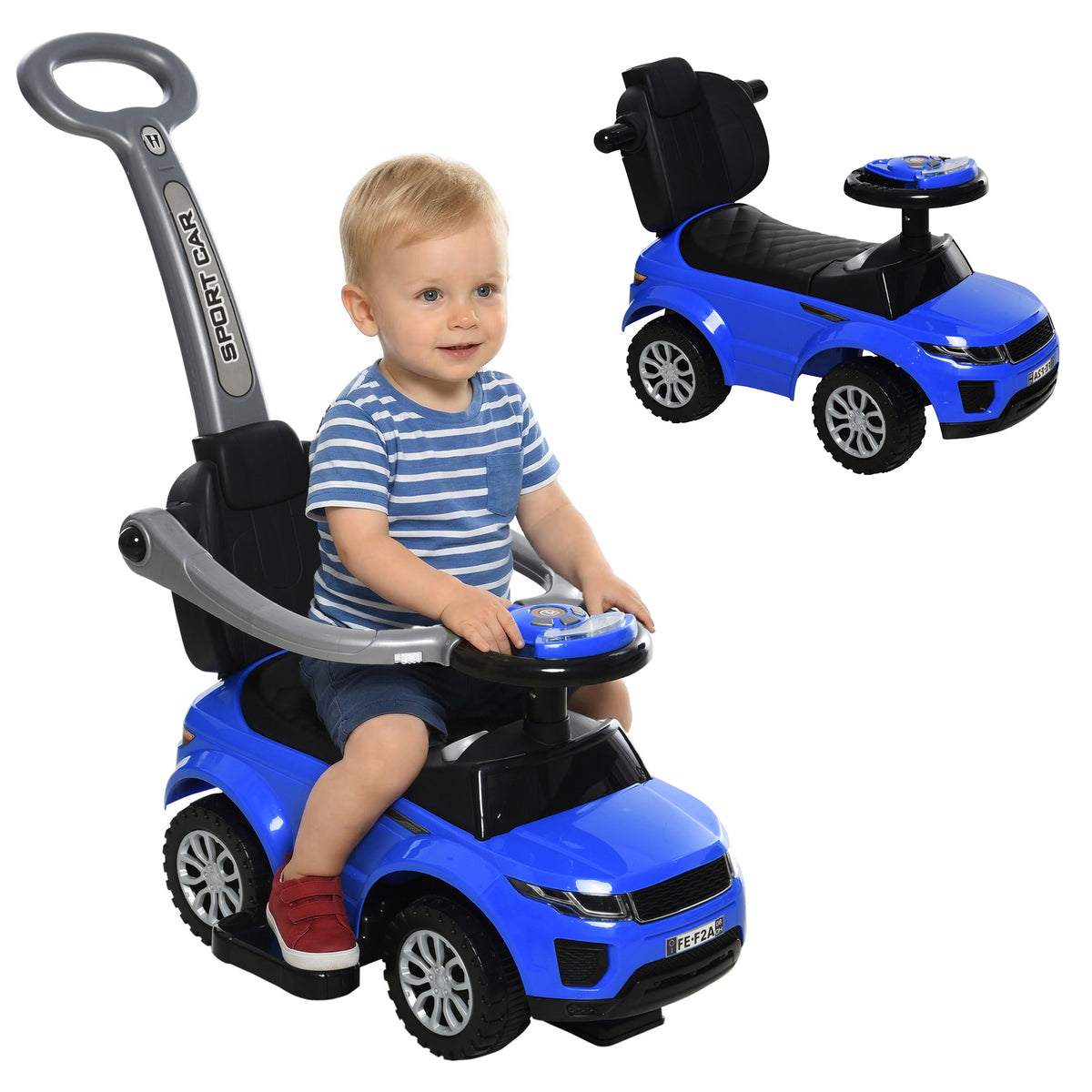 3 in 1 Kid Ride on Push Car, Toddlers Sliding Walking Car, with Horn, Under Seat Storage, for 18-36 Months-Toys & Games > Baby & Toddler Toys > Riding & Rocking Toys > Push Cars for Toddlers-DECOROLALA