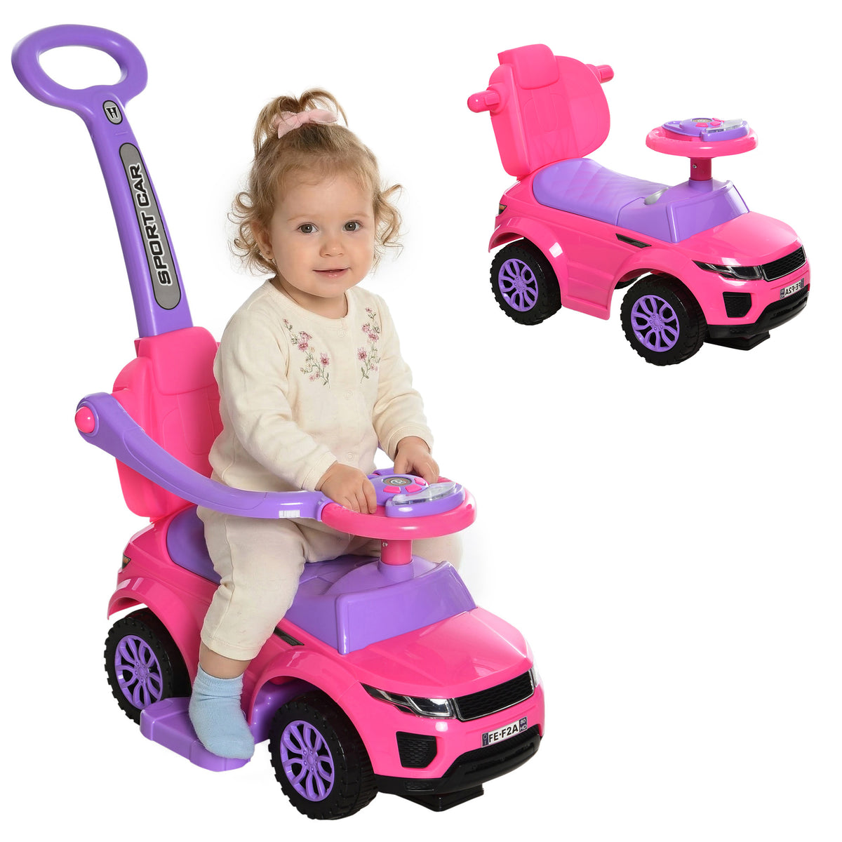 3 in 1 Kid Ride on Push Car, Toddlers Sliding Walking Car, with Horn, Under Seat Storage, for 18-36 Months-Toys & Games > Baby & Toddler Toys > Riding & Rocking Toys > Push Cars for Toddlers-DECOROLALA
