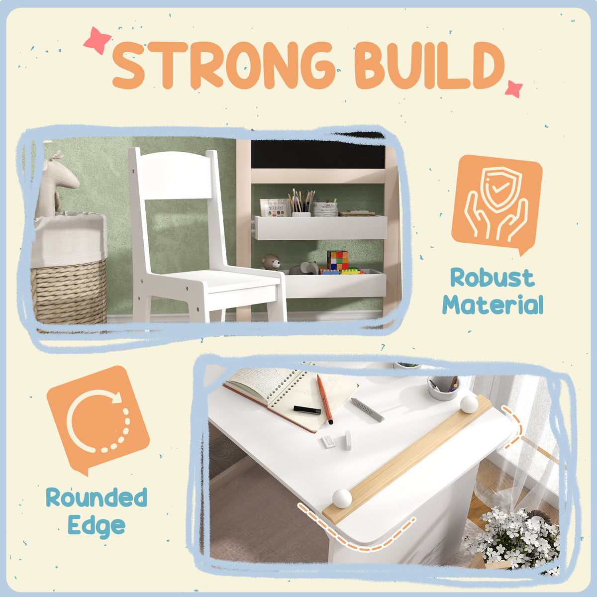 3-in-1 Kids Table and Chair Set with Easel and Storage - White-Toys & Games > Toddler & Kids Furniture > Kids Table Sets-DECOROLALA