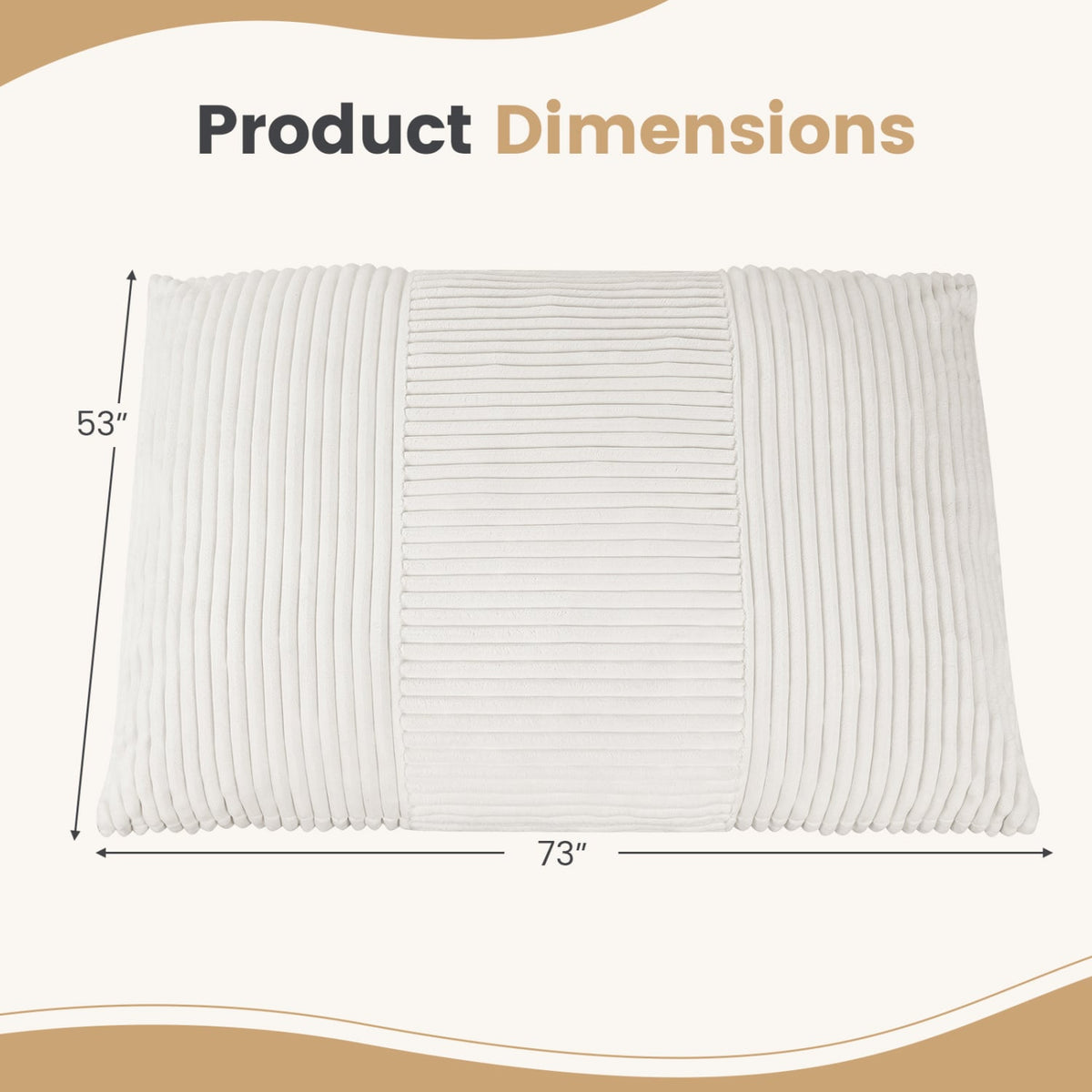 3-in-1 Large Bean Bag Chair with Comfy Corduroy Fabric-Beige-Floor Chairs-DECOROLALA