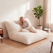 3-in-1 Large Bean Bag Chair with Comfy Corduroy Fabric-Beige-Floor Chairs-DECOROLALA
