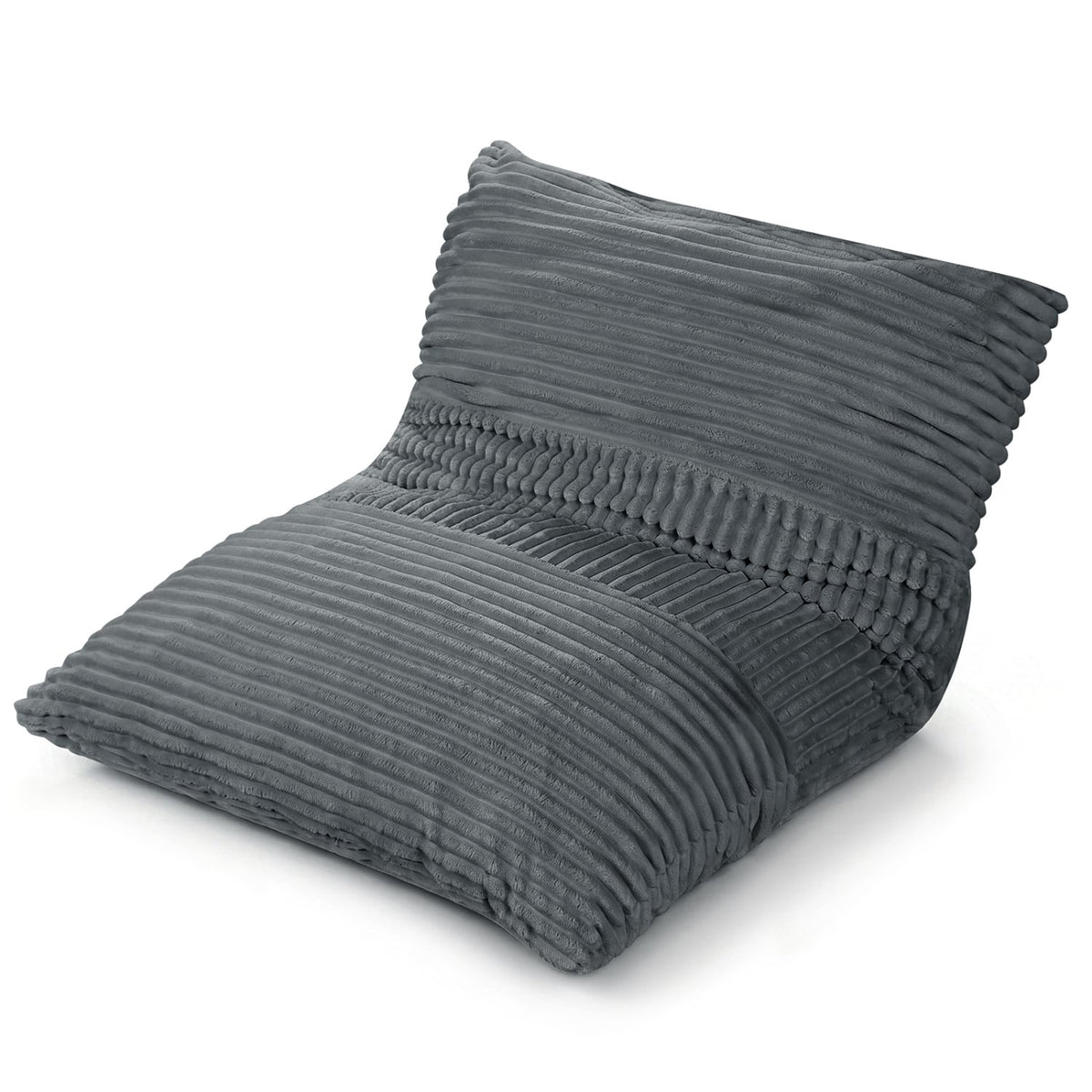 3-in-1 Large Bean Bag Chair with Comfy Corduroy Fabric-Gray-Floor Chairs-DECOROLALA