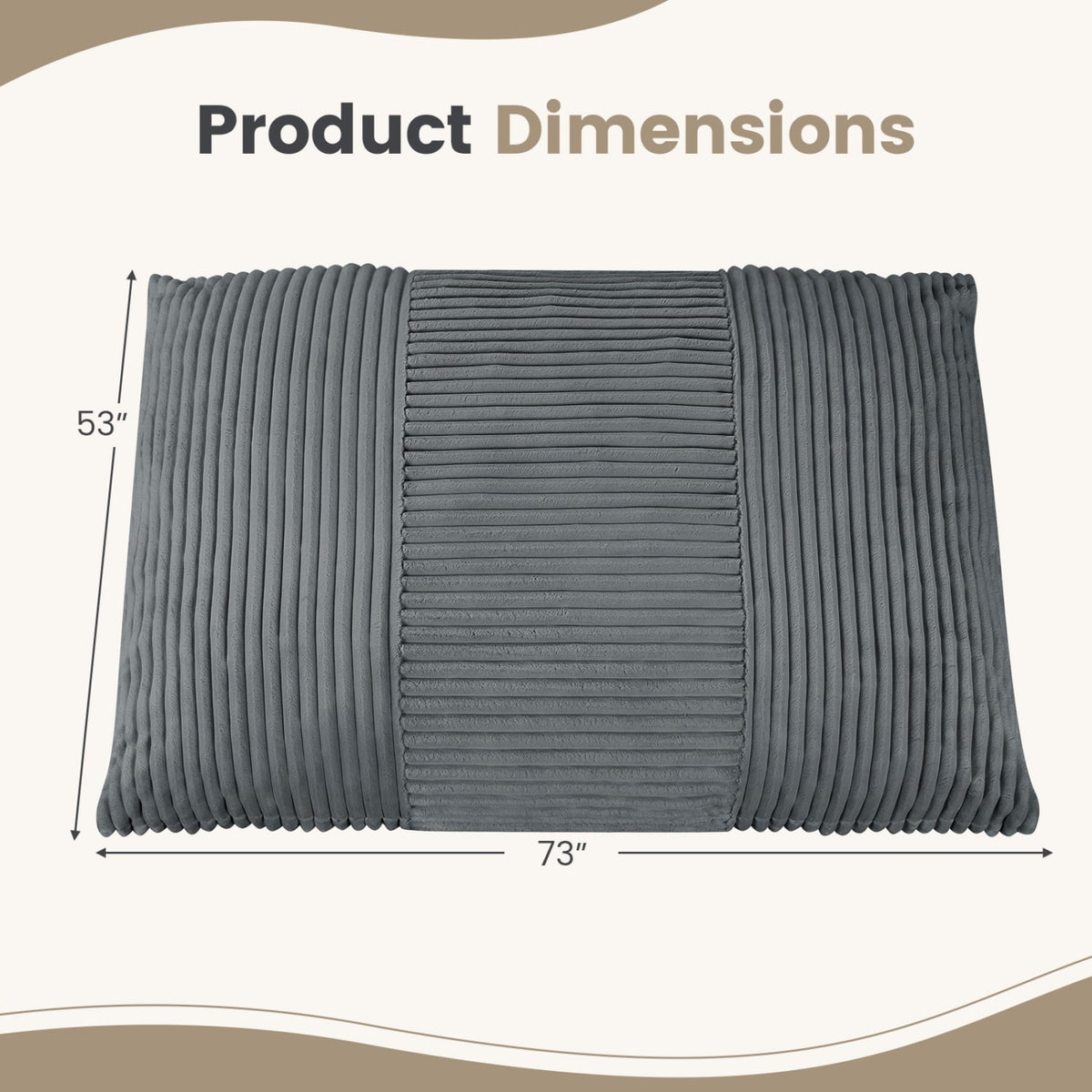 3-in-1 Large Bean Bag Chair with Comfy Corduroy Fabric-Gray-Floor Chairs-DECOROLALA