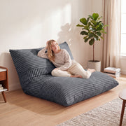 3-in-1 Large Bean Bag Chair with Comfy Corduroy Fabric-Gray-Floor Chairs-DECOROLALA