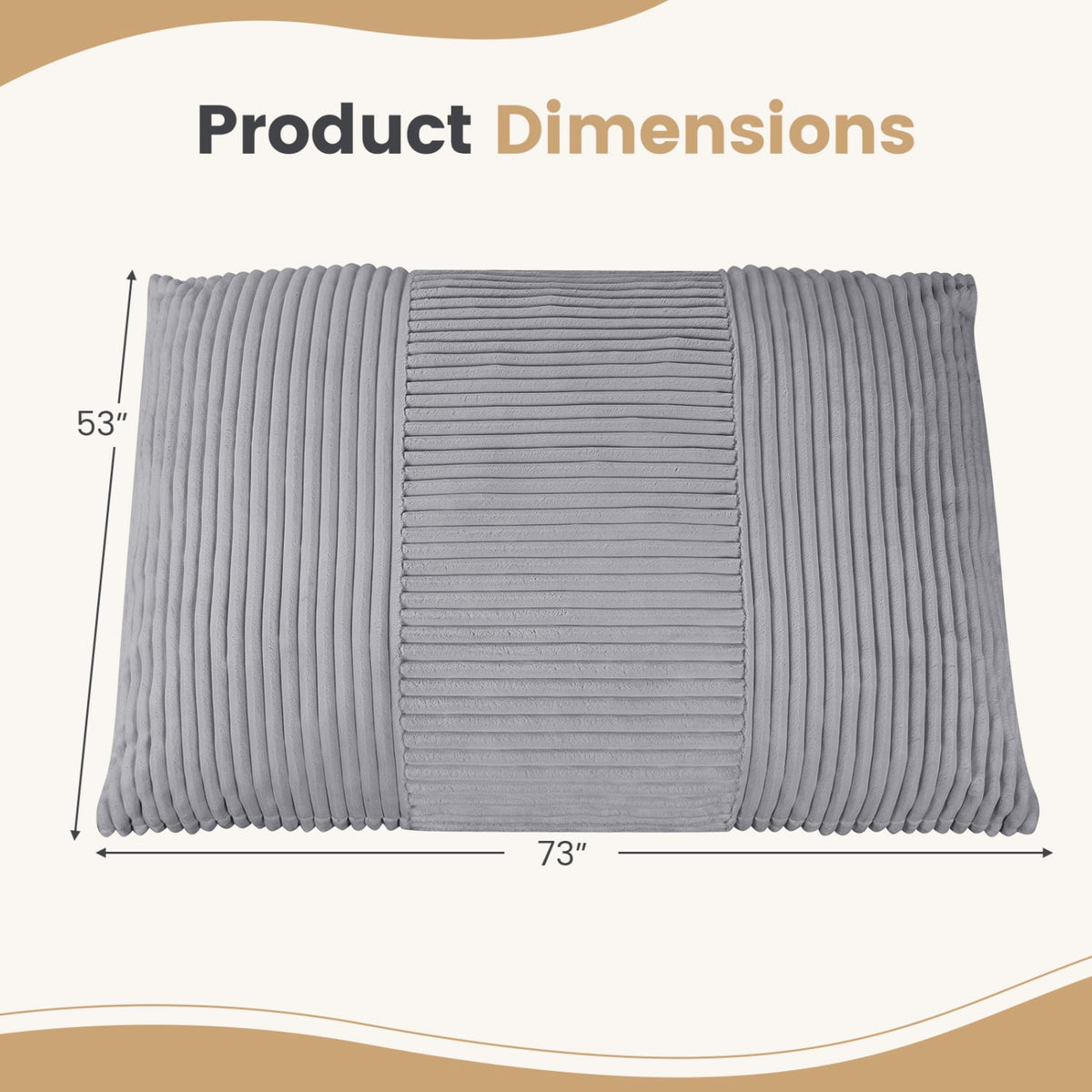3-in-1 Large Bean Bag Chair with Comfy Corduroy Fabric-Light Gray-Floor Chairs-DECOROLALA