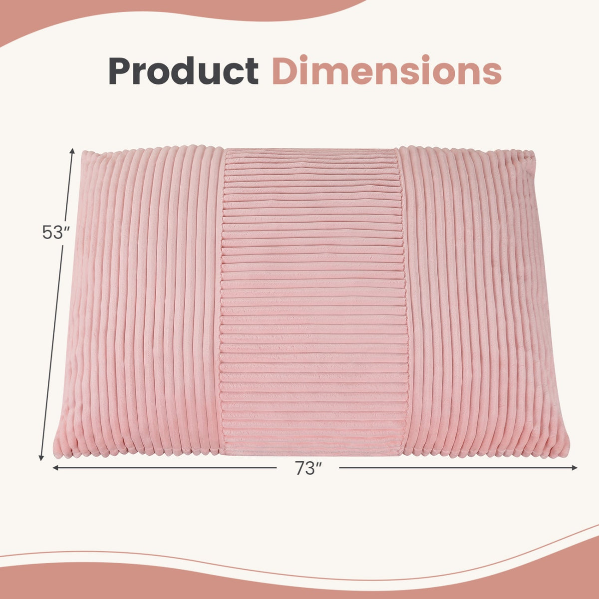 3-in-1 Large Bean Bag Chair with Comfy Corduroy Fabric-Pink-Floor Chairs-DECOROLALA