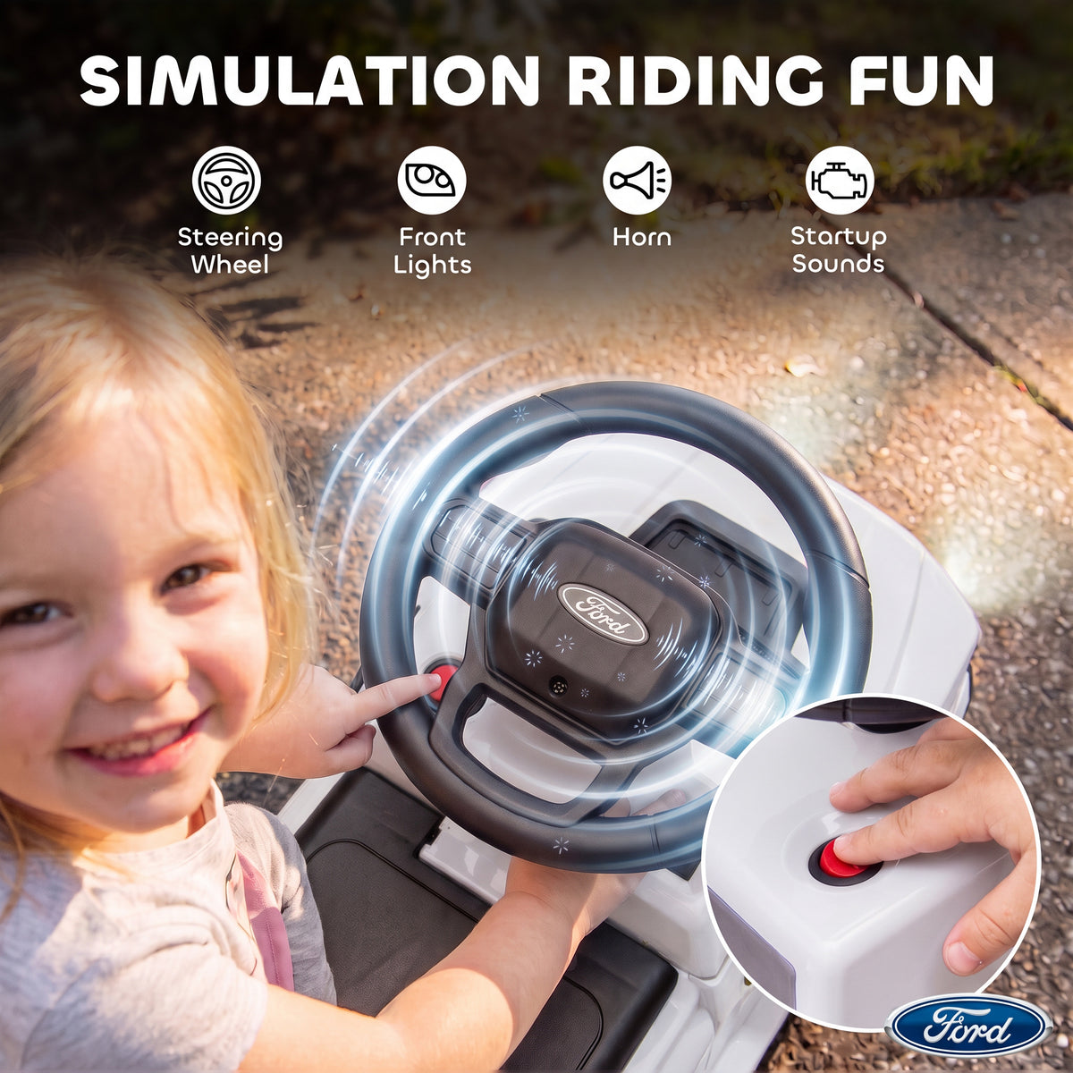 3 In 1 Licensed Ford Kids Push Car with Push Handle, Horn, Sound, Secure Bar, Storage, for Toddlers 18-36 Months-Toys & Games > Baby & Toddler Toys > Riding & Rocking Toys > Push Cars for Toddlers-DECOROLALA