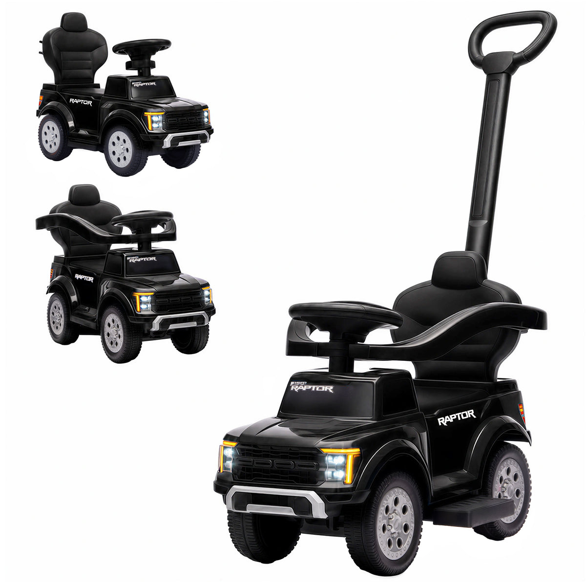 3 In 1 Licensed Ford Kids Push Car with Push Handle, Horn, Sound, Secure Bar, Storage, for Toddlers 18-36 Months-Toys & Games > Baby & Toddler Toys > Riding & Rocking Toys > Push Cars for Toddlers-DECOROLALA