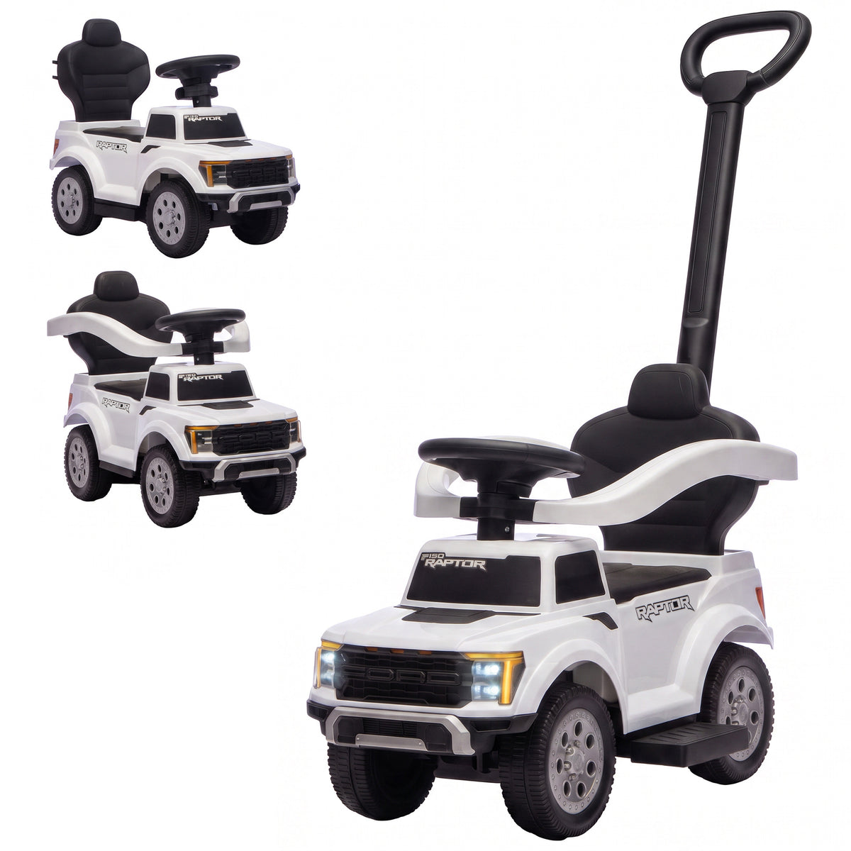 3 In 1 Licensed Ford Kids Push Car with Push Handle, Horn, Sound, Secure Bar, Storage, for Toddlers 18-36 Months-Toys & Games > Baby & Toddler Toys > Riding & Rocking Toys > Push Cars for Toddlers-DECOROLALA