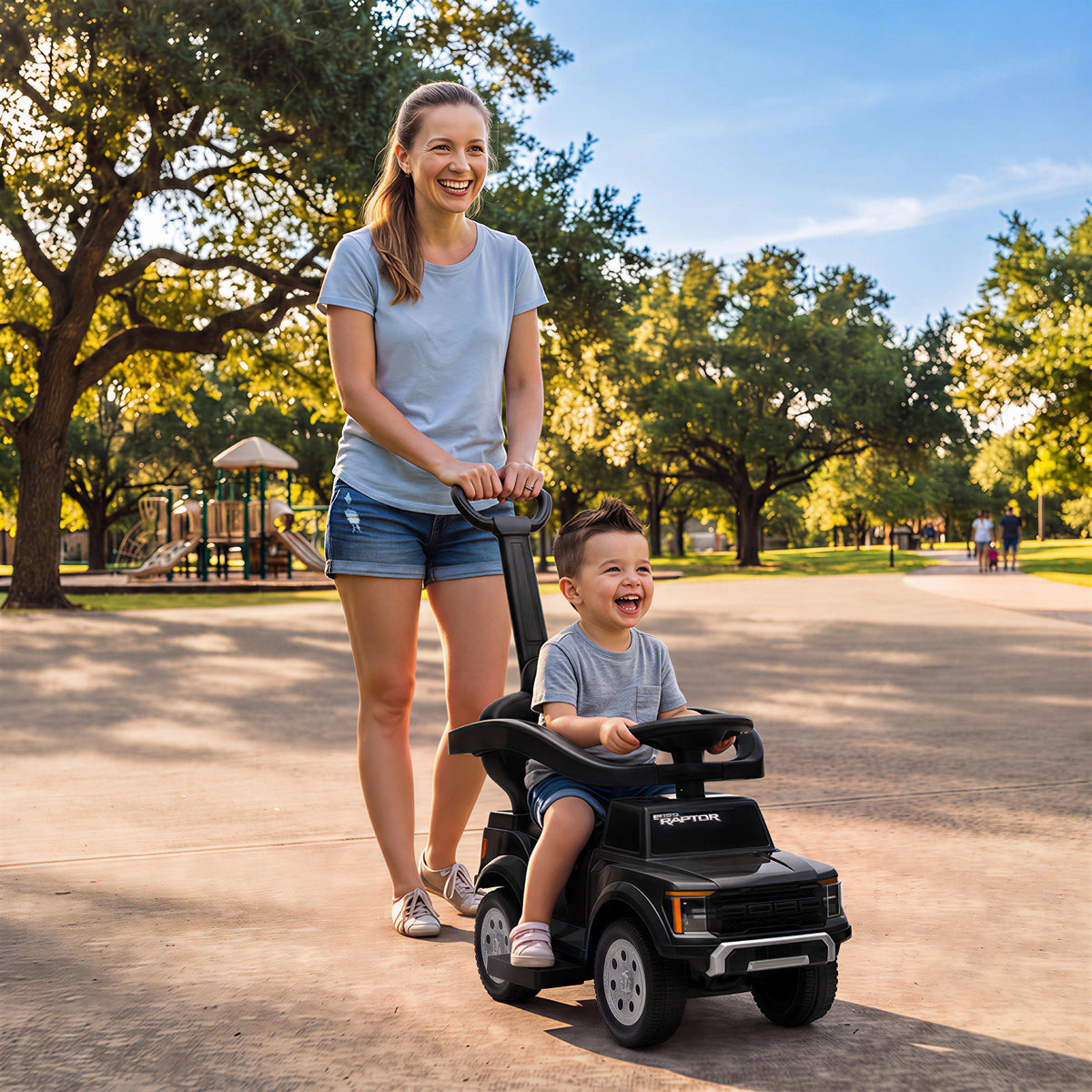 3 In 1 Licensed Ford Kids Push Car with Push Handle, Horn, Sound, Secure Bar, Storage, for Toddlers 18-36 Months-Toys & Games > Baby & Toddler Toys > Riding & Rocking Toys > Push Cars for Toddlers-DECOROLALA