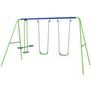 3 in 1 Metal Swing Set with Double Swings, Glider for Backyard, Outdoor, Playgroundt, Green-Toys & Games > Kids Outdoor Play > Gym Sets & Swings-DECOROLALA