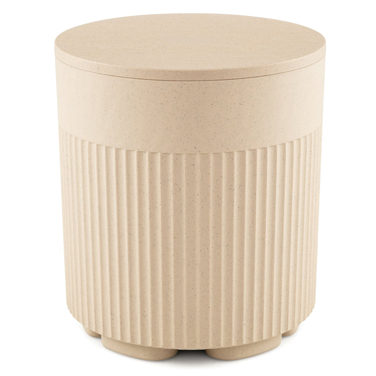 3-in-1 Outdoor Cooler Side Table with Fluted Design for Deck-Beige-Coolers-DECOROLALA