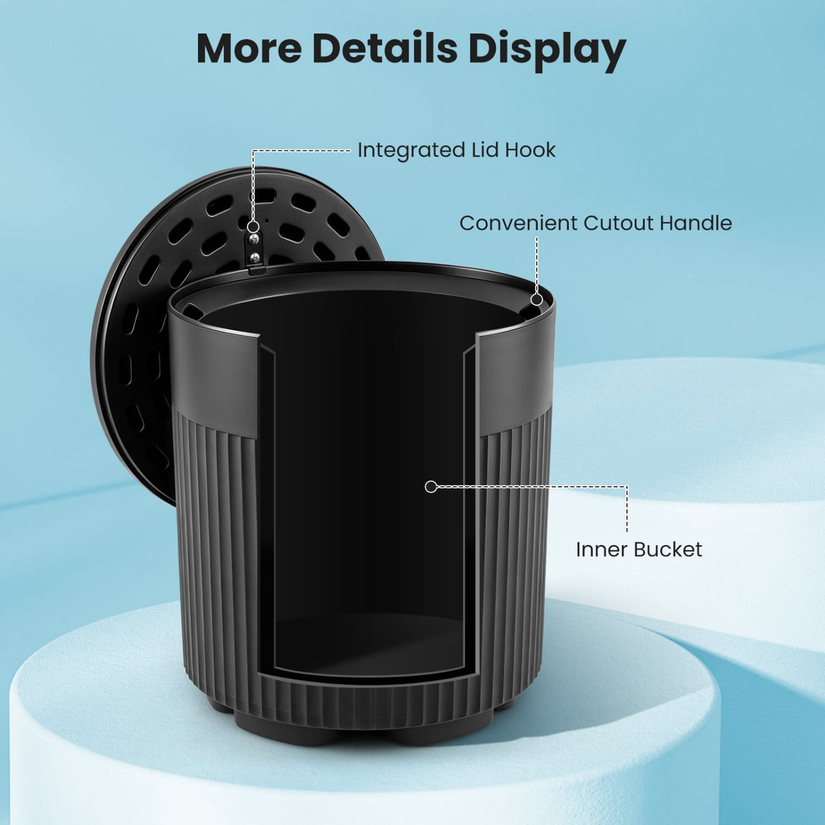 3-in-1 Outdoor Cooler Side Table with Fluted Design for Deck-Black-Coolers-DECOROLALA