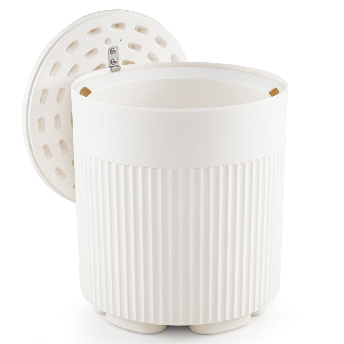 3-in-1 Outdoor Cooler Side Table with Fluted Design for Deck-White-Coolers-DECOROLALA