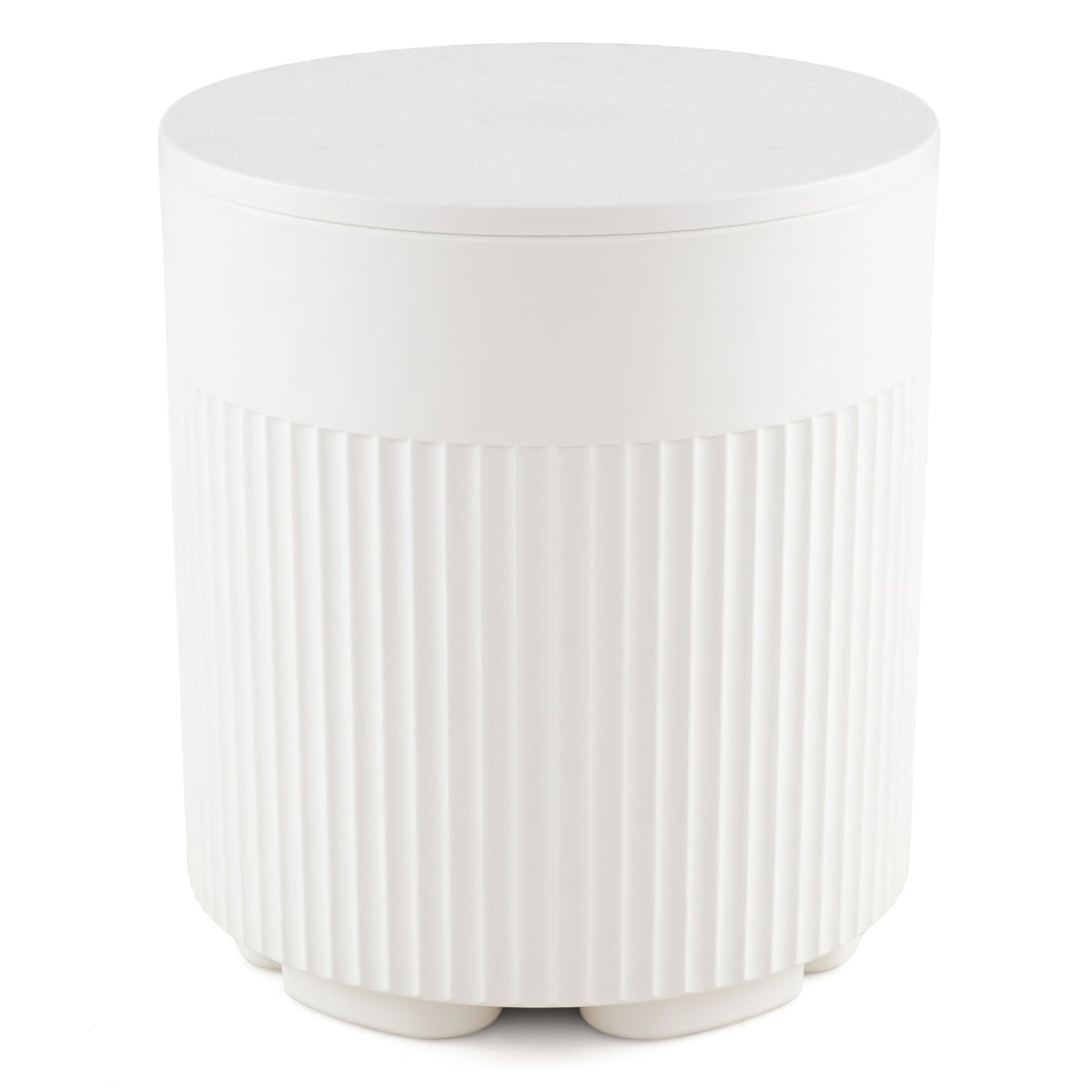 3-in-1 Outdoor Cooler Side Table with Fluted Design for Deck-White-Coolers-DECOROLALA