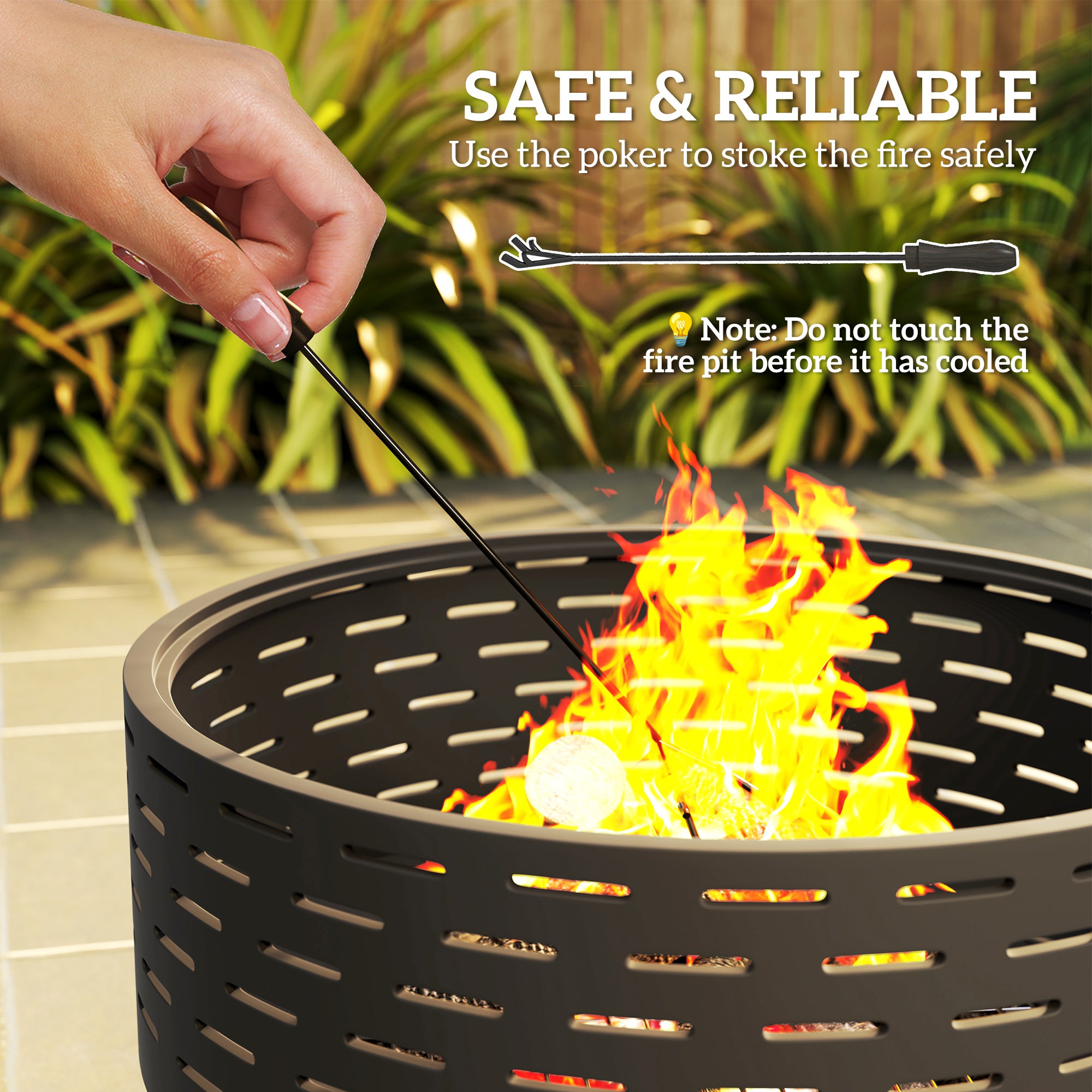 3-in-1 Outdoor Fire Pit with Grill Grate - Charcoal Grey-Patio & Garden > Fire Pits-DECOROLALA