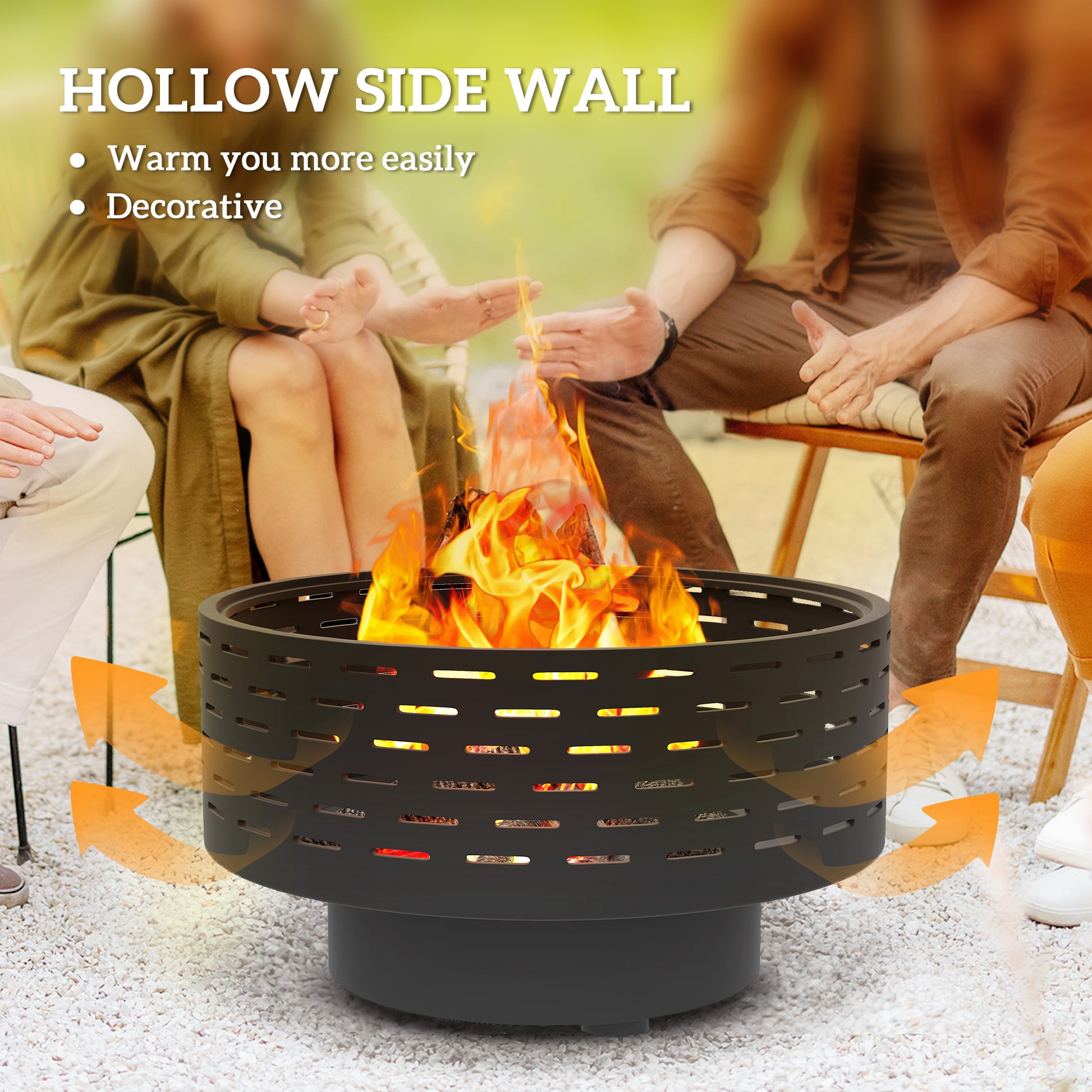 3-in-1 Outdoor Fire Pit with Grill Grate - Charcoal Grey-Patio & Garden > Fire Pits-DECOROLALA