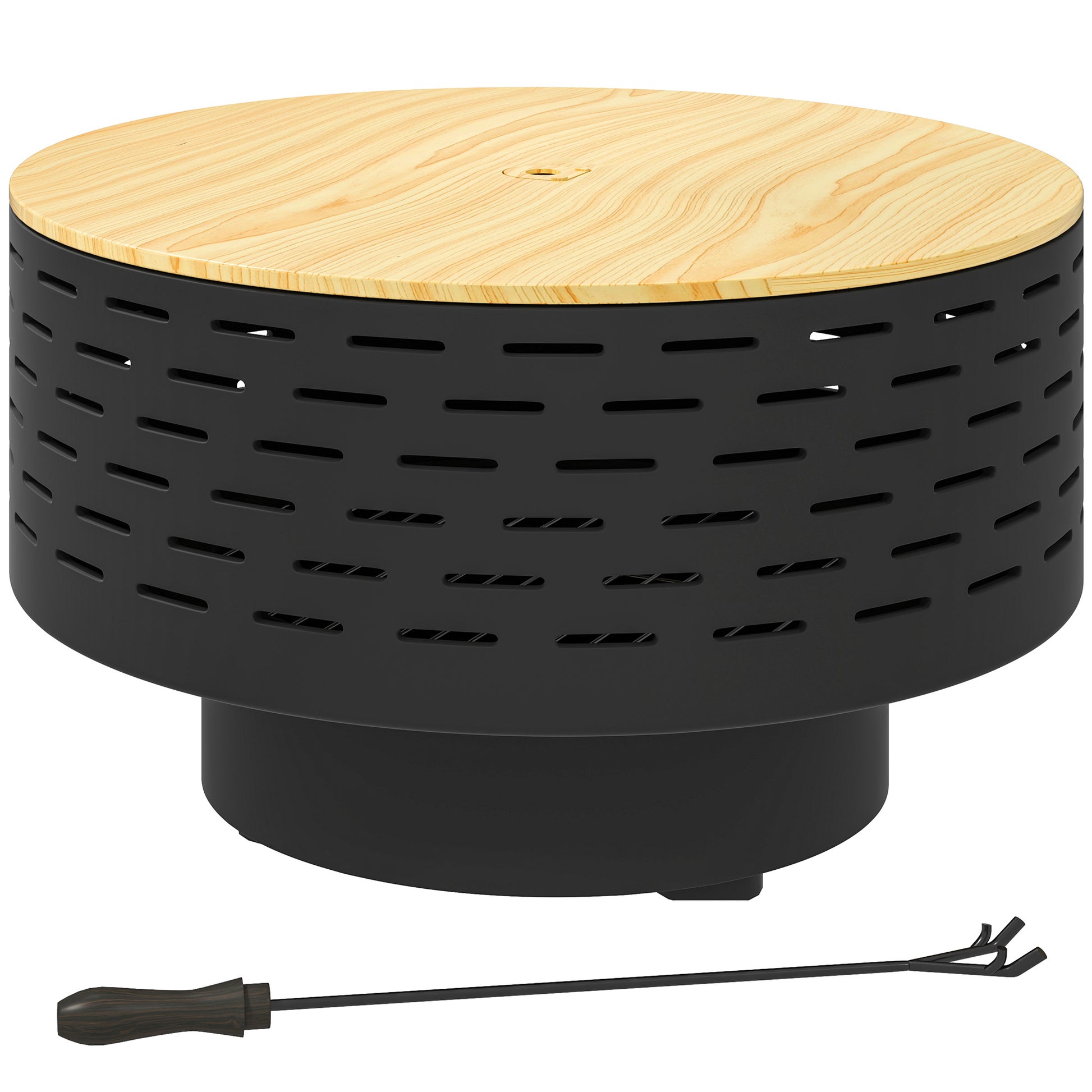 3-in-1 Outdoor Fire Pit with Grill Grate - Charcoal Grey-Patio & Garden > Fire Pits-DECOROLALA