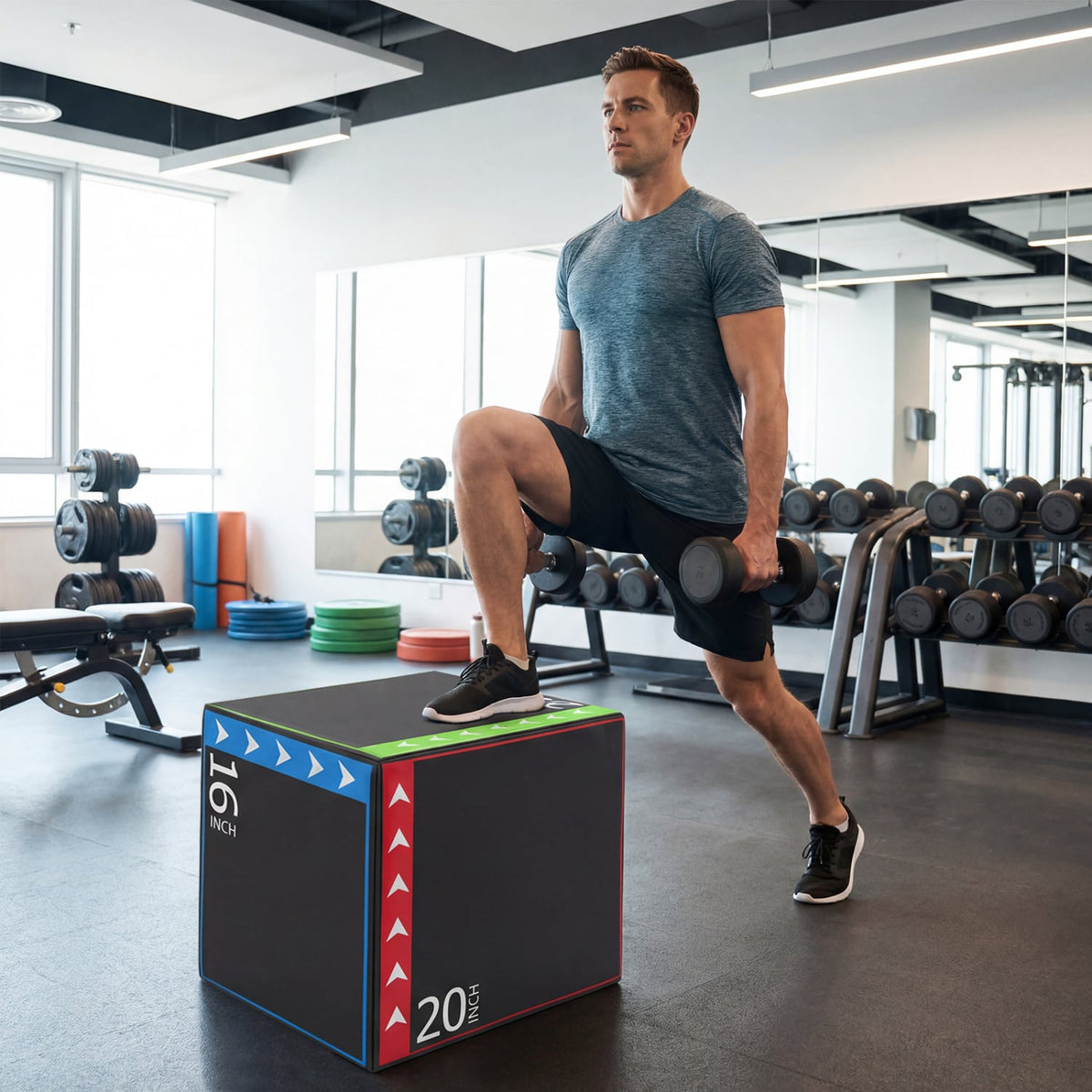 3-in-1 Plyometric Box 16 x 20 x 24 Inches Soft Plyo Jump Box-Yoga & Gym Mats-DECOROLALA