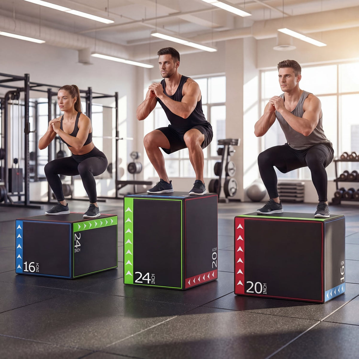 3-in-1 Plyometric Box 16 x 20 x 24 Inches Soft Plyo Jump Box-Yoga & Gym Mats-DECOROLALA