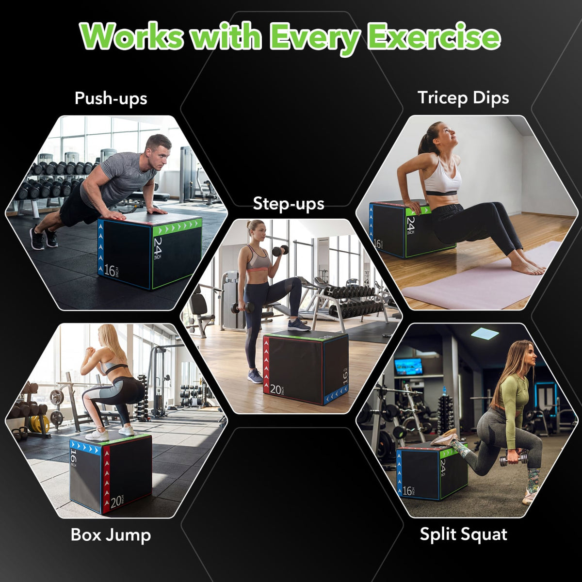 3-in-1 Plyometric Box 16 x 20 x 24 Inches Soft Plyo Jump Box-Yoga & Gym Mats-DECOROLALA